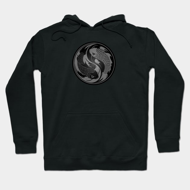 Gray and Black Yin Yang Koi Fish Hoodie by jeffbartels